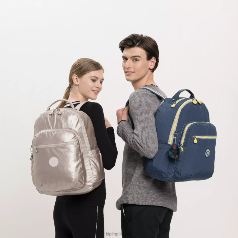 \"maišeliai\" Seoul didelė metalinė 15 colių nešiojamojo kompiuterio kuprinė 22V8R503 Kipling moterys metalinis švytėjimas