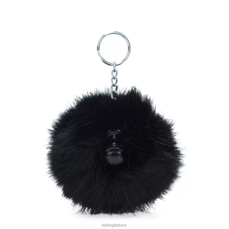 priedai pompom beždžionės raktų pakabukas 22V8R730 Kipling moterys tikra juoda