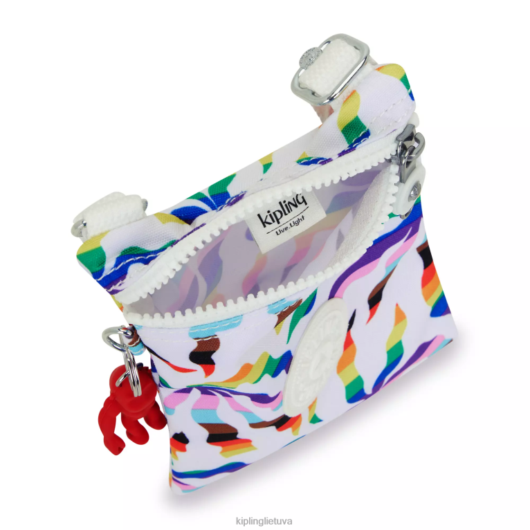 \"maišeliai\" afia Lite margintas mini crossbody krepšys 22V8R36 Kipling moterys vaivorykštinis delnas