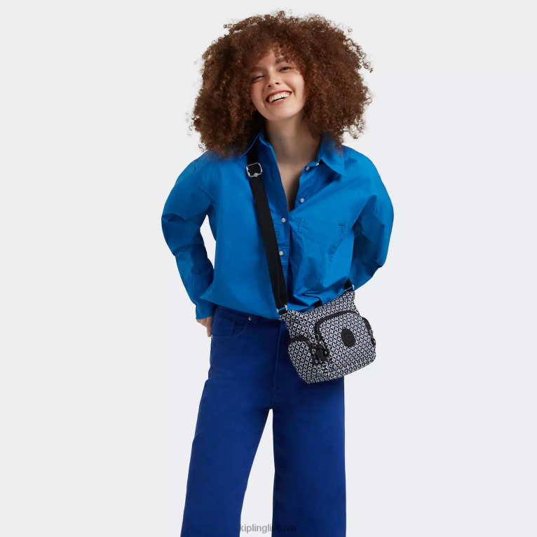 \"maišeliai\" gabbie mini margintas crossbody krepšys 22V8R140 Kipling moterys juoda plytelė