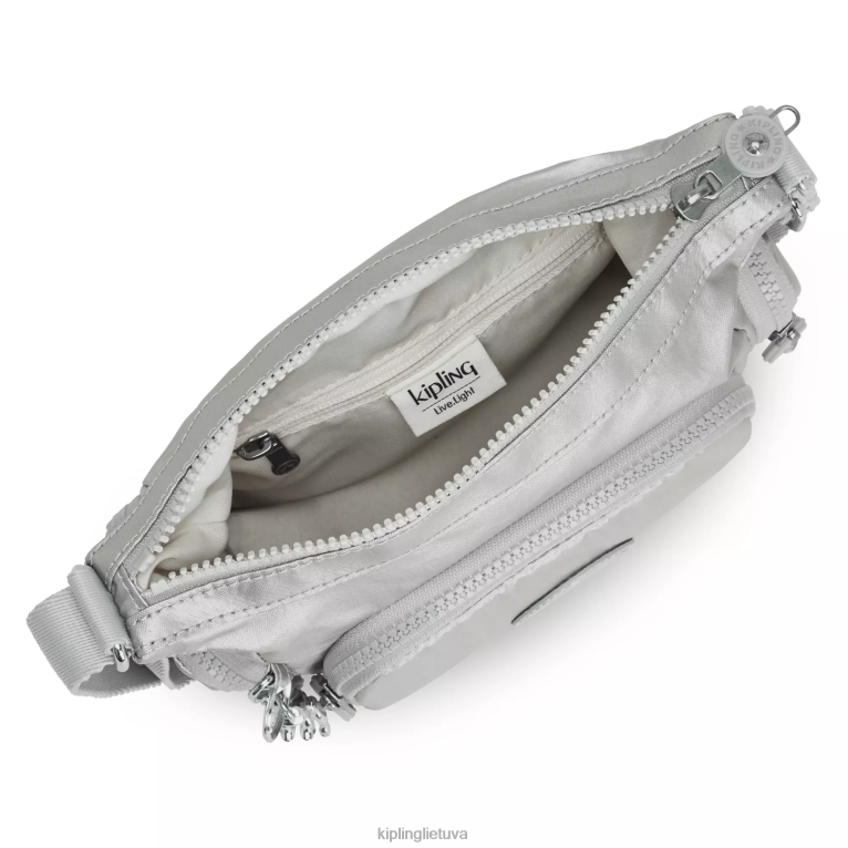 \"maišeliai\" gabbie mini metalinis crossbody krepšys 22V8R202 Kipling moterys šviesus metalas