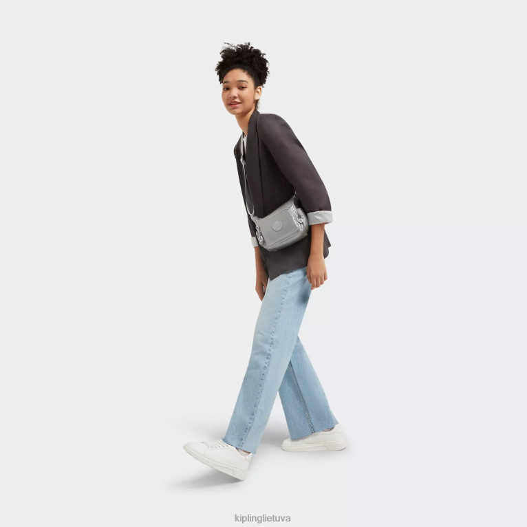 \"maišeliai\" gabbie mini metalinis crossbody krepšys 22V8R202 Kipling moterys šviesus metalas