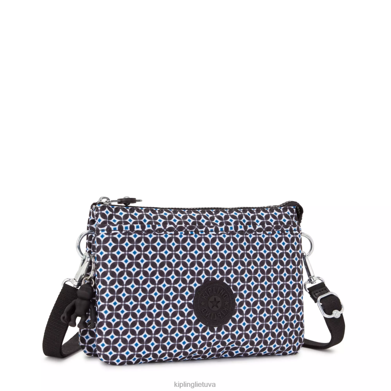 \"maišeliai\" „riri“ spausdintas „crossbody“ krepšys 22V8R143 Kipling moterys juoda plytelė