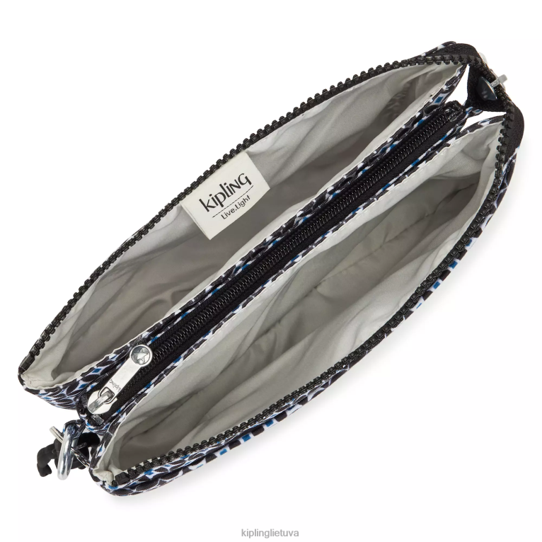 \"maišeliai\" „riri“ spausdintas „crossbody“ krepšys 22V8R143 Kipling moterys juoda plytelė