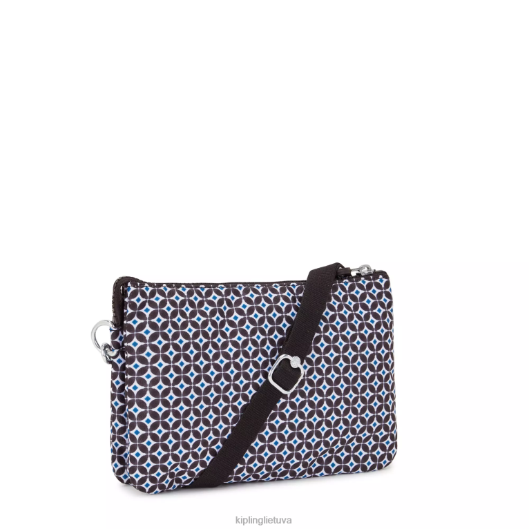 \"maišeliai\" „riri“ spausdintas „crossbody“ krepšys 22V8R143 Kipling moterys juoda plytelė