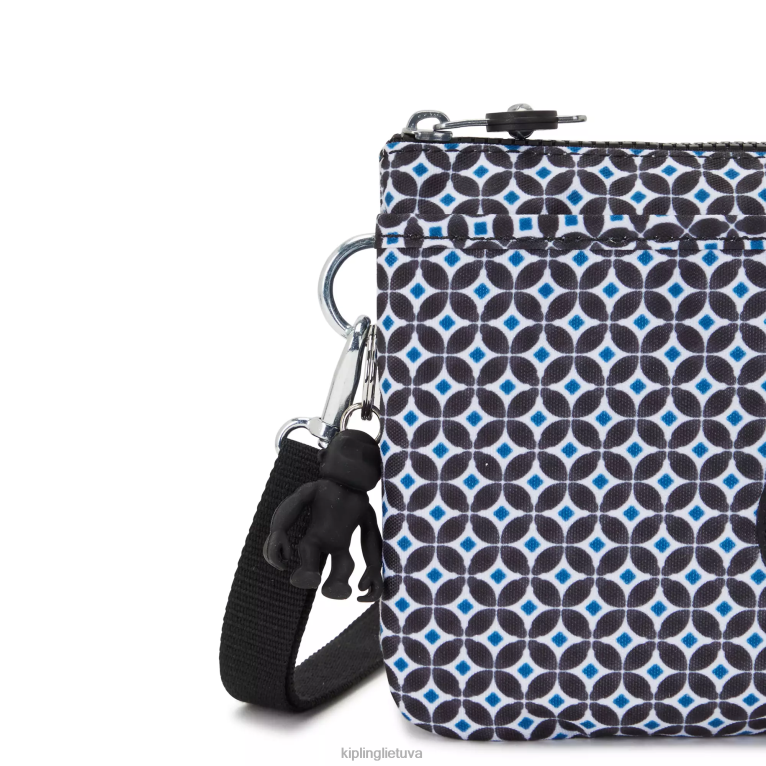 \"maišeliai\" „riri“ spausdintas „crossbody“ krepšys 22V8R143 Kipling moterys juoda plytelė