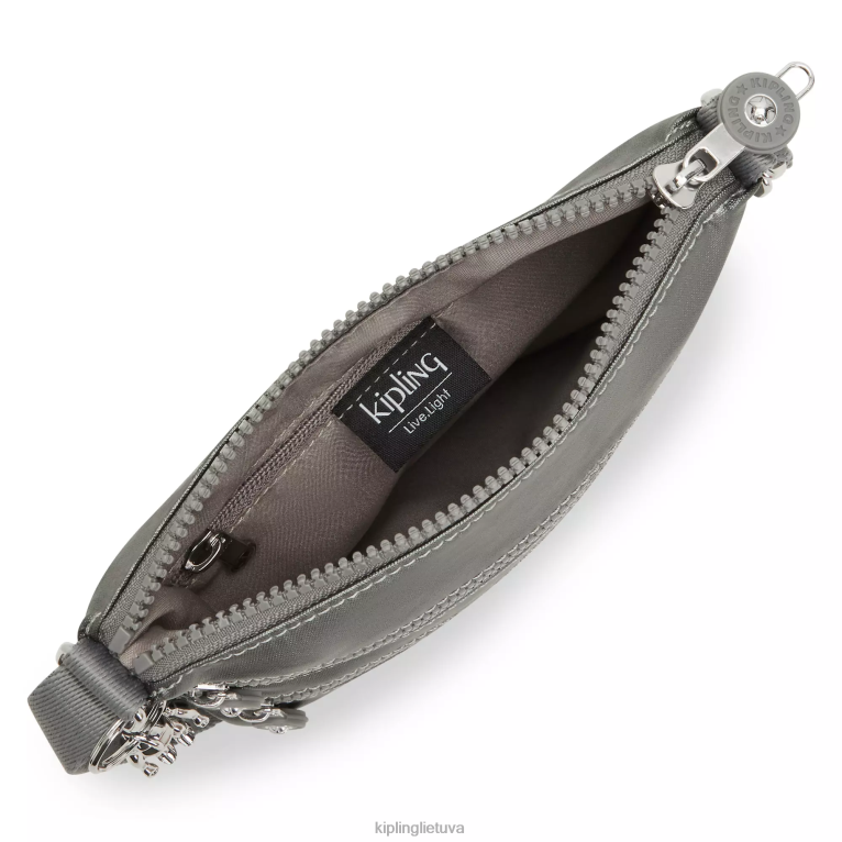 \"maišeliai\" keiko metalinis crossbody mini krepšys 22V8R95 Kipling moterys mėnulio pilka metalinė