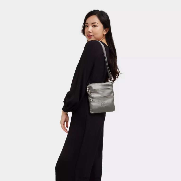 \"maišeliai\" keiko metalinis crossbody mini krepšys 22V8R95 Kipling moterys mėnulio pilka metalinė