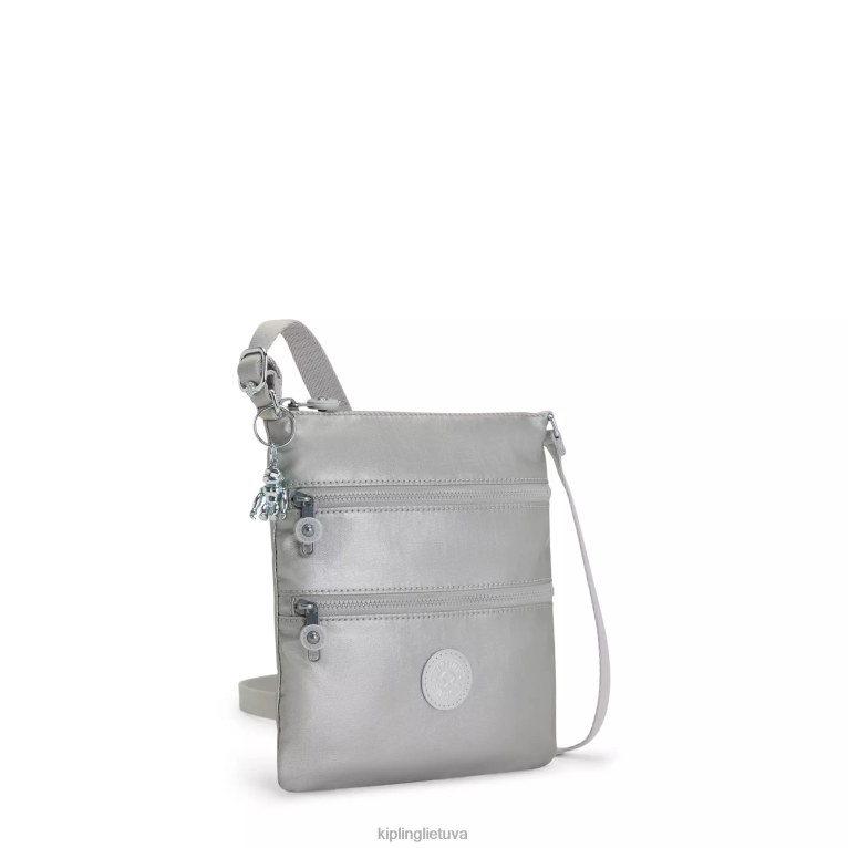 \"maišeliai\" keiko metalinis crossbody mini krepšys 22V8R96 Kipling moterys šviesus metalas